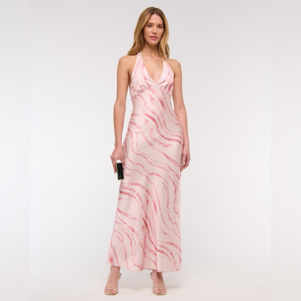 Abercrombie The A&F Pink Julia Slip Halter Maxi Dress Size XXLT NWT